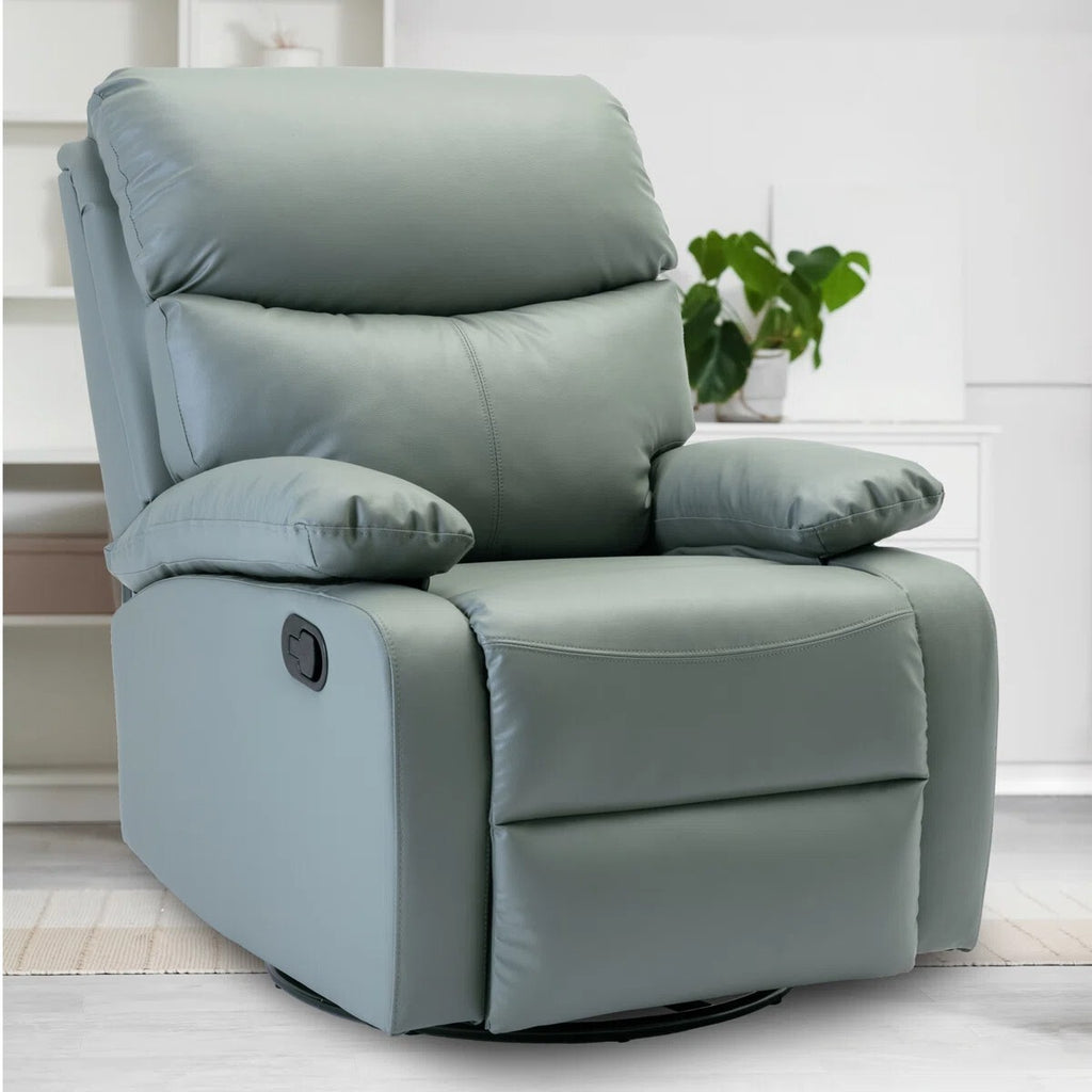 FRIENDS LIFE Cowhide Recliner Sofa 360° Swivel and 30° Rocking for Small Living Room,