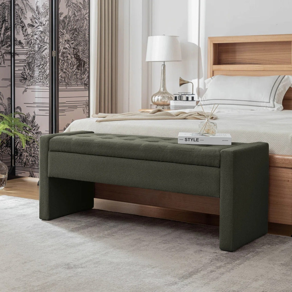 Rasner Ottoman Storage Bench Upholstered Flip Top Storage Bench Bedroom