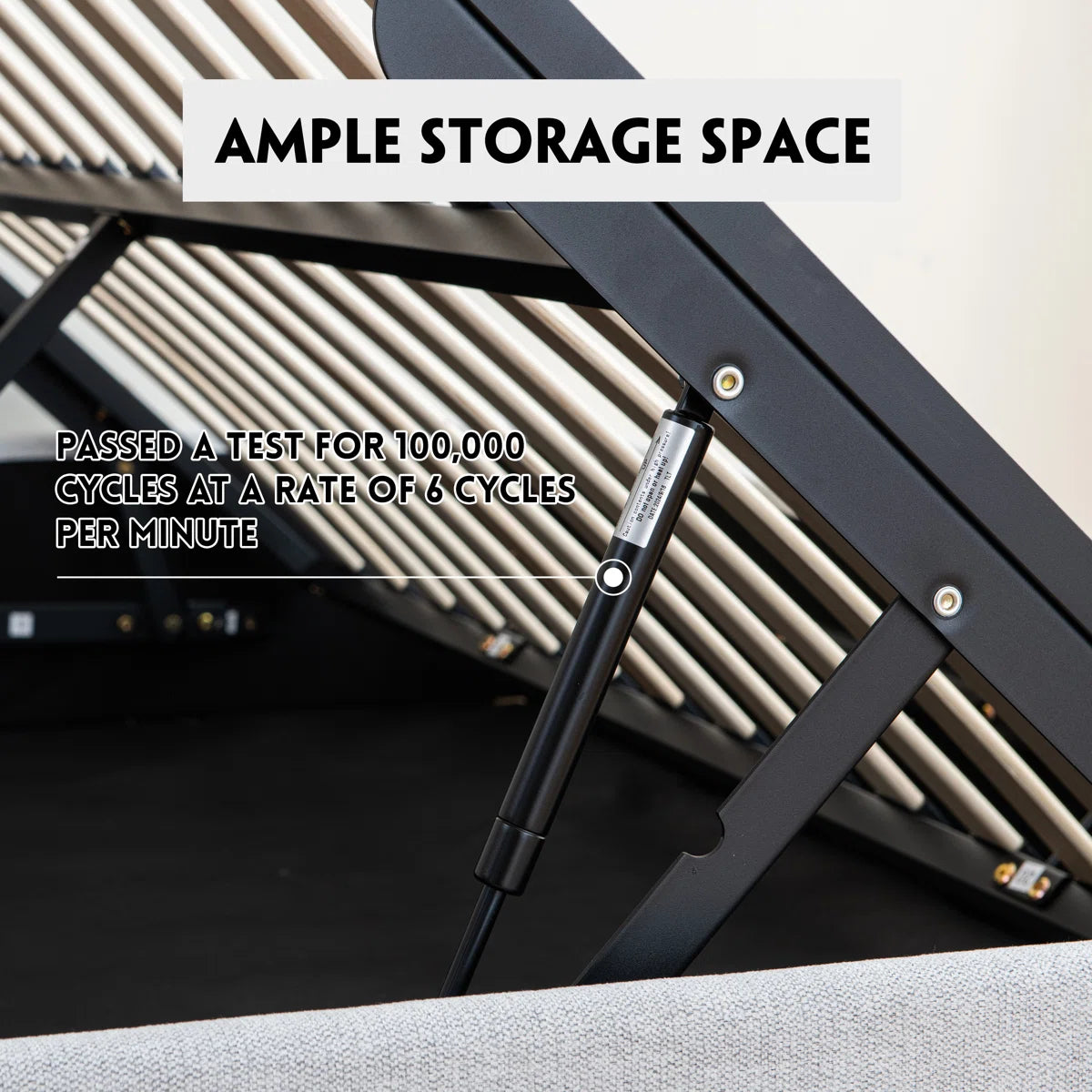 Aristedes Side Lift Up Platform Storage Bed Off White