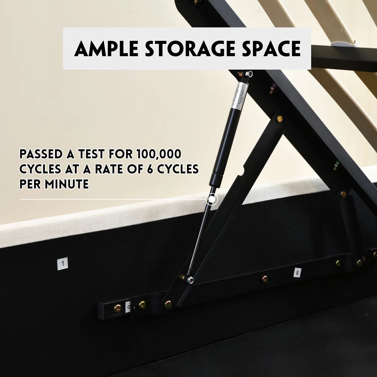 Aristedes Side Lift Up Platform Storage Bed Cream