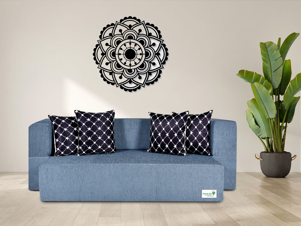 FRIENDS LIFE 4 Seater Sofa Cum Bed | 1 Years Warranty | Foldable Sofacum Bed | 4 Pillow | Jute Finish Fabric, Grey (44X10X72) inches Comfort for All Sofa Cum Bed for Living Room & Guests (N-CA41)
