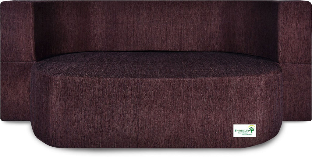 FRIENDS LIFE 3 Seater Sofa Cum Bed | 1 Years Warranty | Foldable Sofa cuma Bed | Jute Finish Fabric, Brown Comfort for All Sofa Cum Bed for Living Room & Guests (N-FL5030)