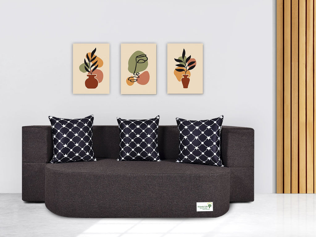 FRIENDS LIFE 3 Seater Fabric Sofa Cum Bed with Washable Cover and 3 Cushions/Pillows | Foldable Sofa Cum Bed with 1 Year Warranty Perfect for Home Office Guests Living Room (CA81, 3 Seater)