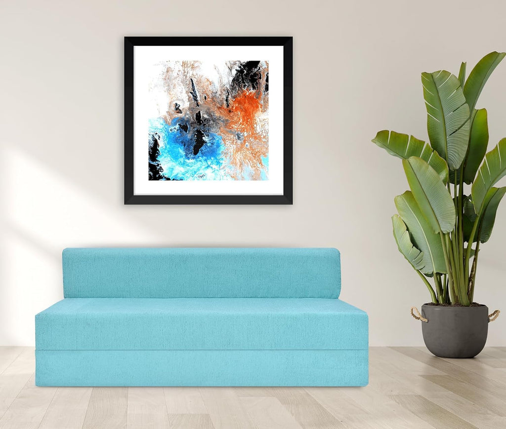 FRIENDS LIFE 5X6 Sofa Bed for 3 Person 3 Seater Double Fold Out Sofa Cum Bed Color -Sky Moshi Blue