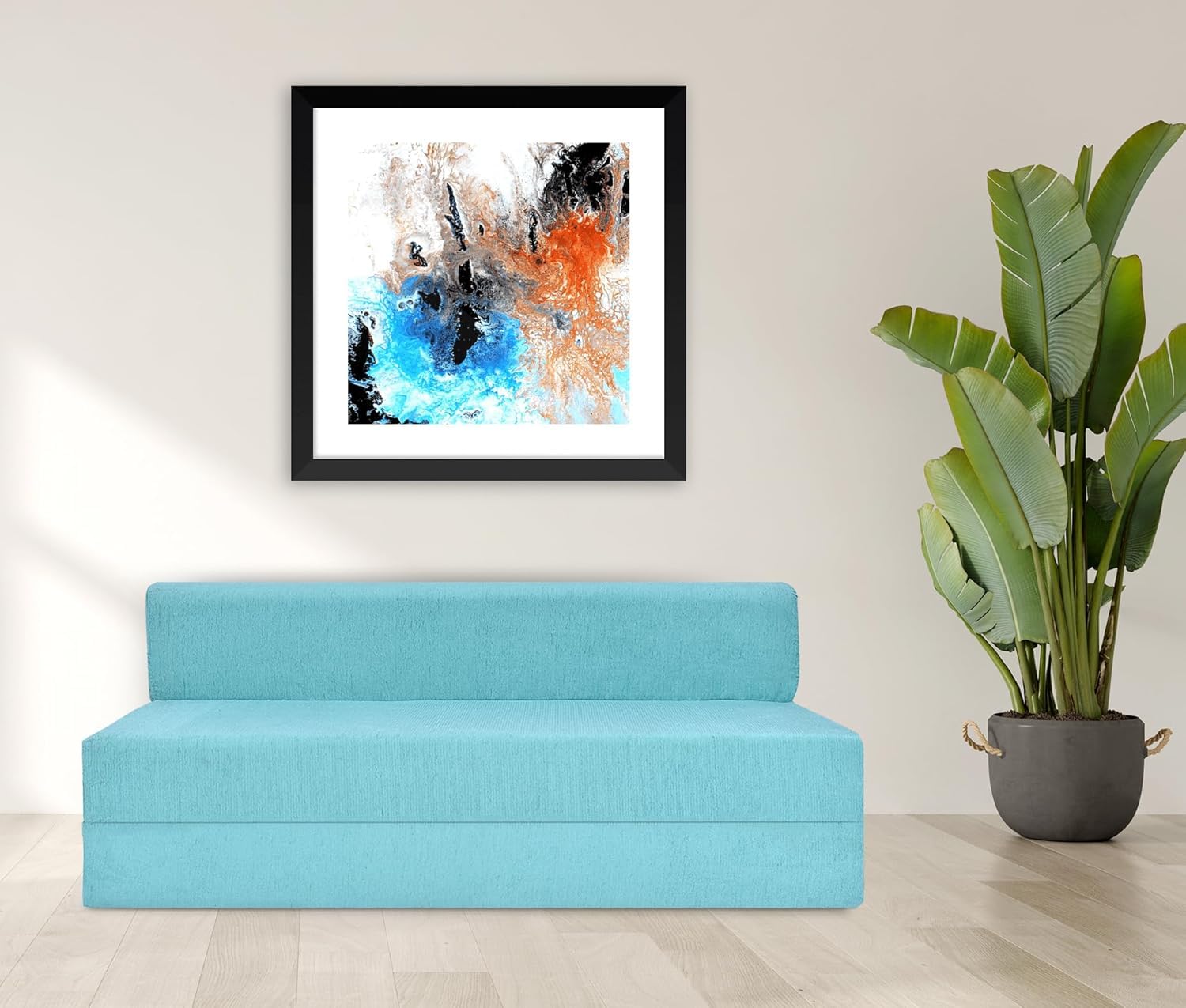 FRIENDS LIFE 5X6 Sofa Bed for 3 Person 3 Seater Double Fold Out Sofa Cum Bed Color -Sky Moshi Blue