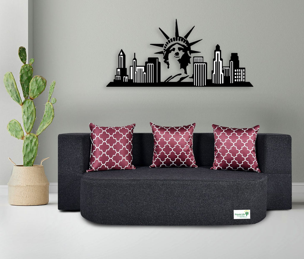 FRIENDS LIFE 3 Seater Sofa Cum Bed with Washable Cover and 3 Cushions/Pillows | Foldable Sofa Cum Bed with 1 Year Warranty Perfect for Home Office Guests Living Room (CA63, 3 Seater)