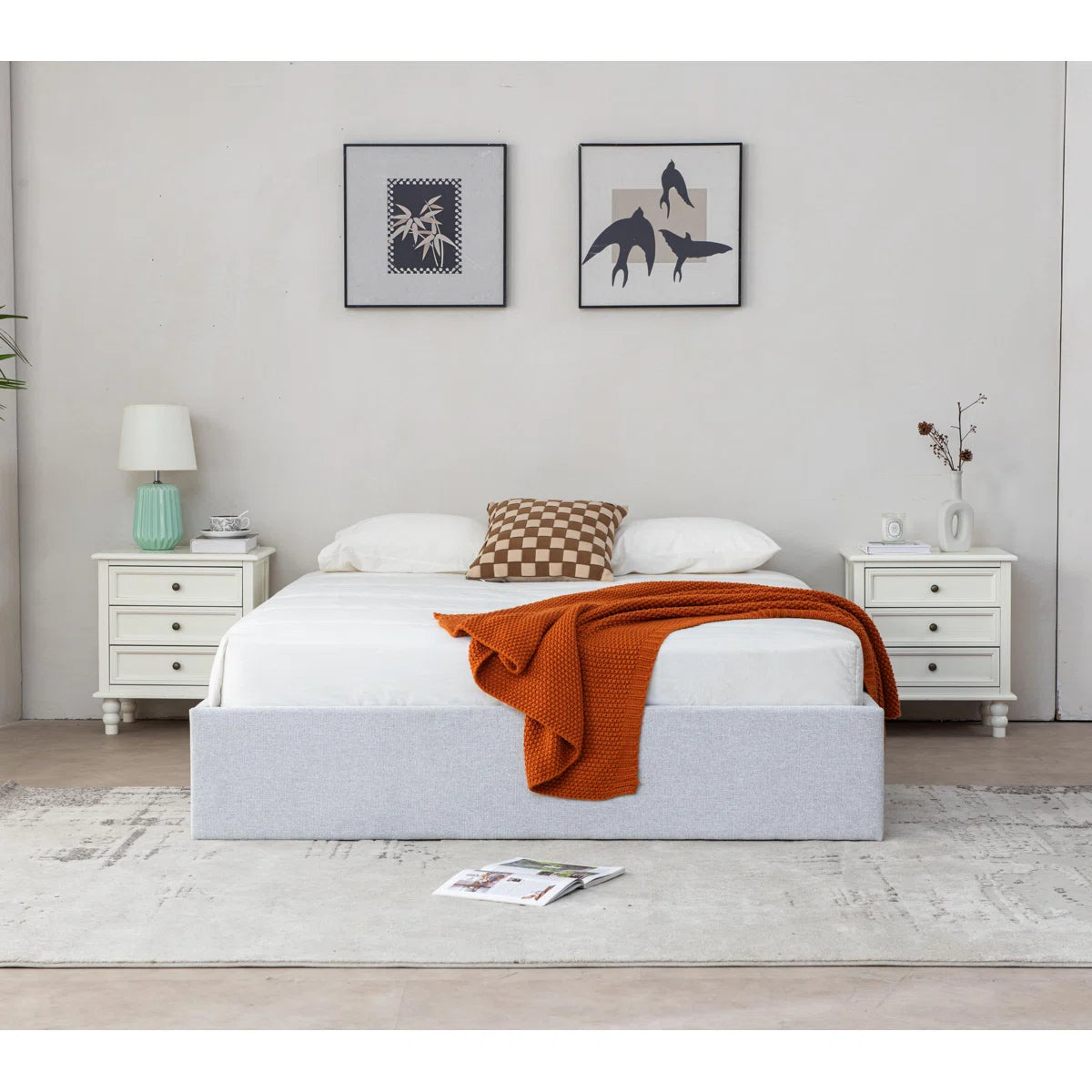 Aristedes Side Lift Up Platform Storage Bed Off White