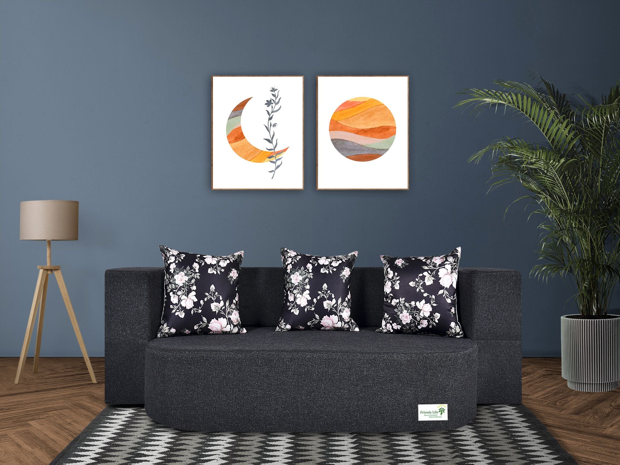 FRIENDS LIFE 3 Seater Fabric Sofa Cum Bed with Washable Cover and 3 Cushions Pillows | Foldable Sofa Cum Bed with 1 Year Warranty Perfect for Home Office Guests Living Room (CA62, 3 Seater)