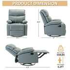 FRIENDS LIFE Cowhide Recliner Sofa 360° Swivel and 30° Rocking for Small Living Room,
