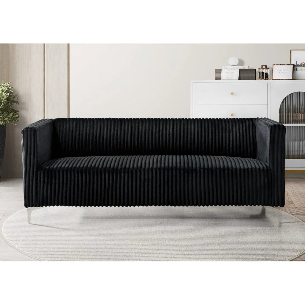Chryssa Modern Tufted Design Sofa 3 Seater | Loveseat with Armrest, Metal Legs – Beige Living Room Sofa