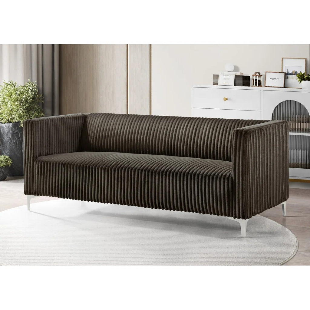 Chryssa Sofa 3 Seater Modern Tufted Design | Loveseat with Armrest, Metal Legs – Sofa for Living Room 1 Piece 3 Seater Color Brown