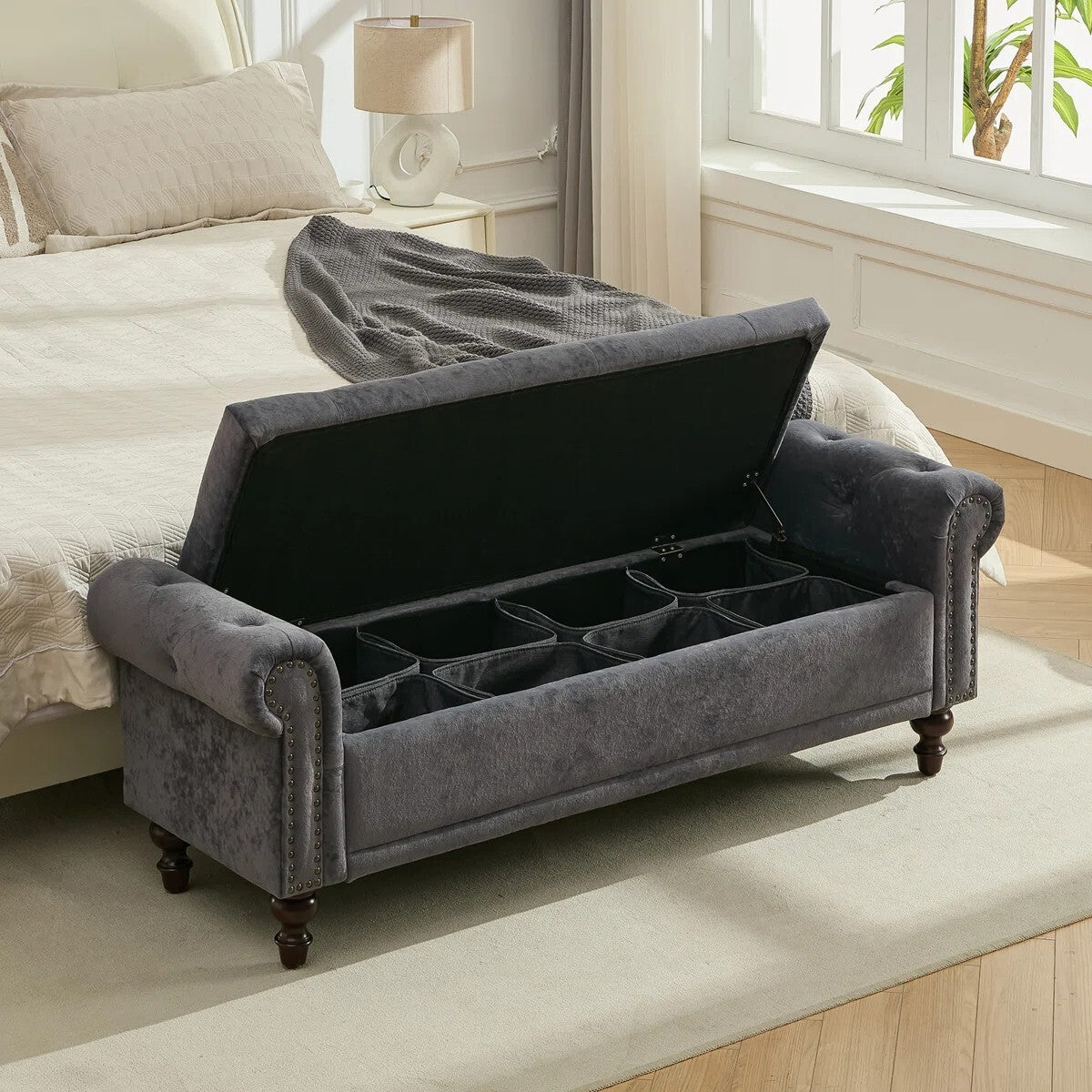 Segmented Storage Ottoman Bench,