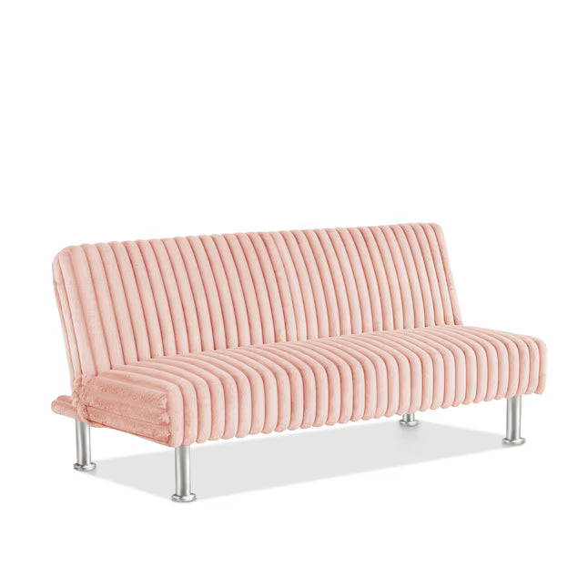Cyrus Sofa Cum Bed Contemporary Made of Luxurious High Density Foam Modern Rome Polyester Febric Twin Futon Sofa Bed Color - Pink