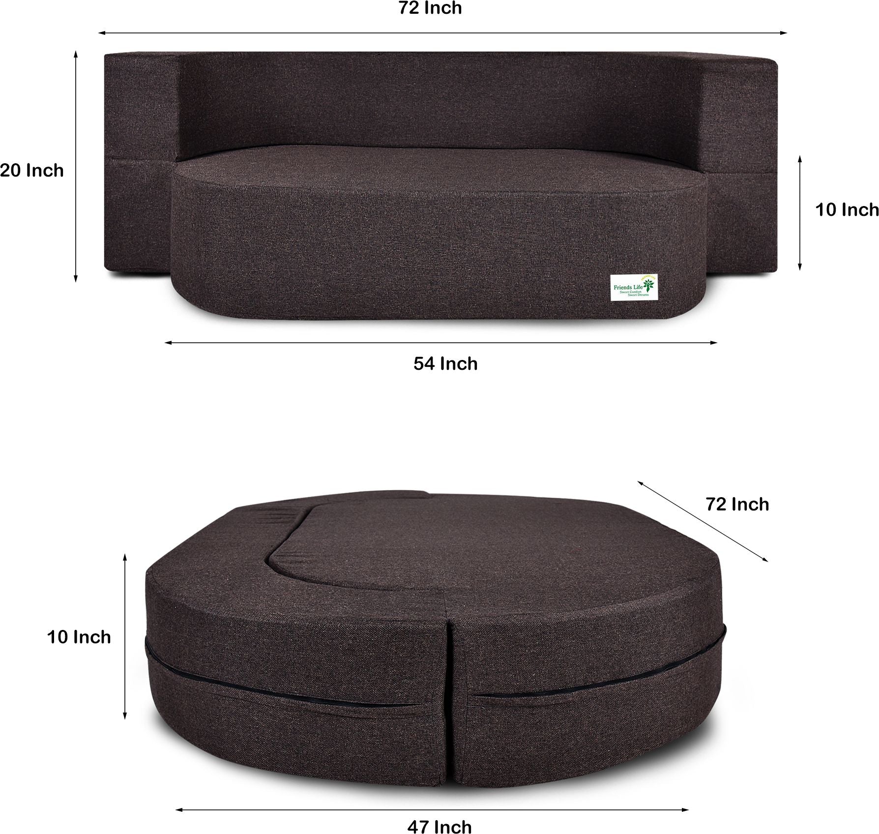 3 Seater Fabric Sofa Cum Bed with Washable Cover and 3 Cushions/Pillows | Foldable Sofa Cum Bed with 1 Year Warranty Perfect for Home Office Guests Living Room (CA83, 3 Seater)