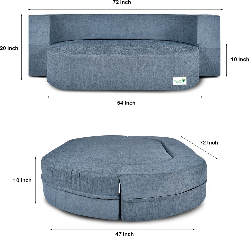 FRIENDS LIFE 3 Seater Fabric Sofa Cum Bed with 3 Cushions Pillows | Foldable Sofa Cum Bed with 1 Year Warranty Perfect for Home Office Guests Living Room (CA72, 3 Seater)