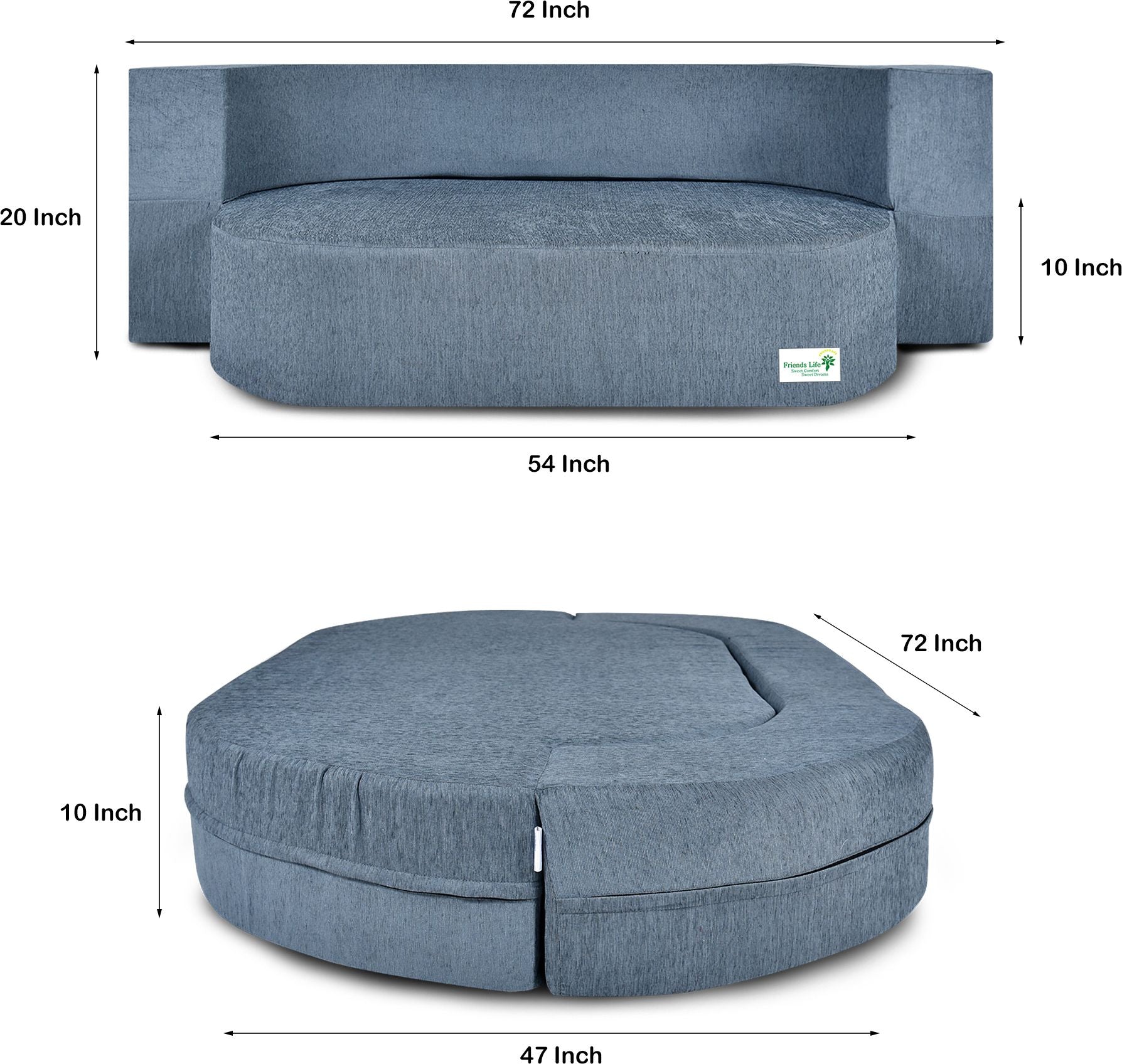 FRIENDS LIFE 3 Seater Fabric Sofa Cum Bed with 3 Cushions Pillows | Foldable Sofa Cum Bed with 1 Year Warranty Perfect for Home Office Guests Living Room (CA72, 3 Seater)