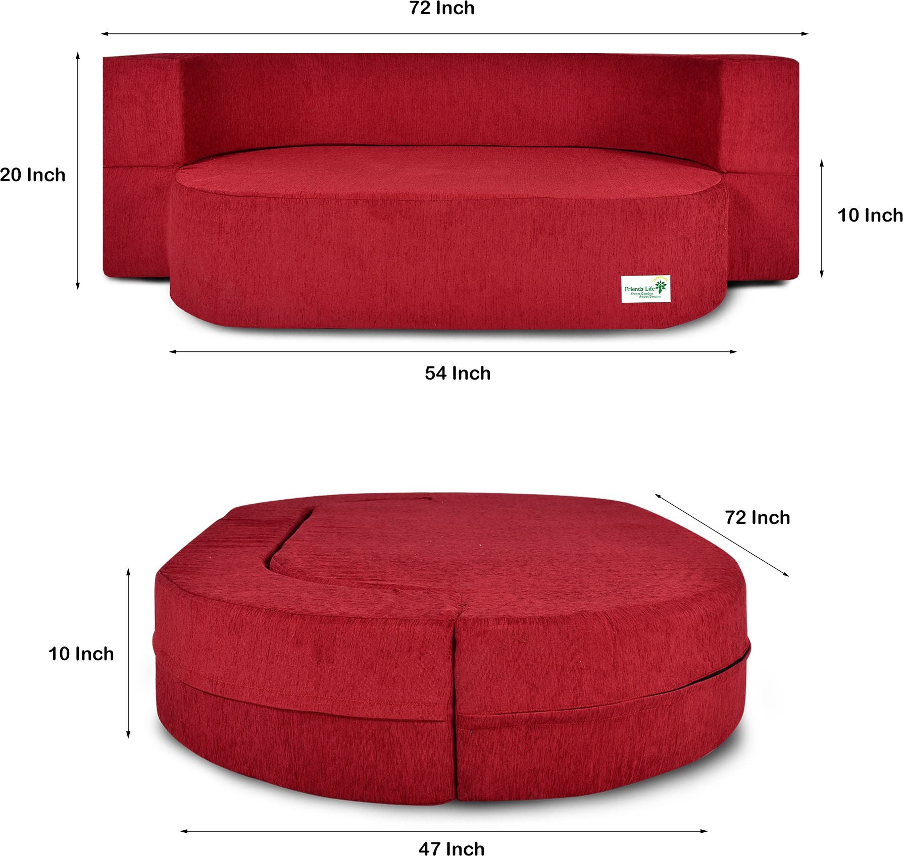 FRIENDS LIFE 3 Seater Sofa Cum Bed with Washable Cover and 3 Cushions/Pillows | Foldable Sofa Cum Bed with 1 Year Warranty Perfect for Home Office Guests Living Room (CA57, 3 Seater)