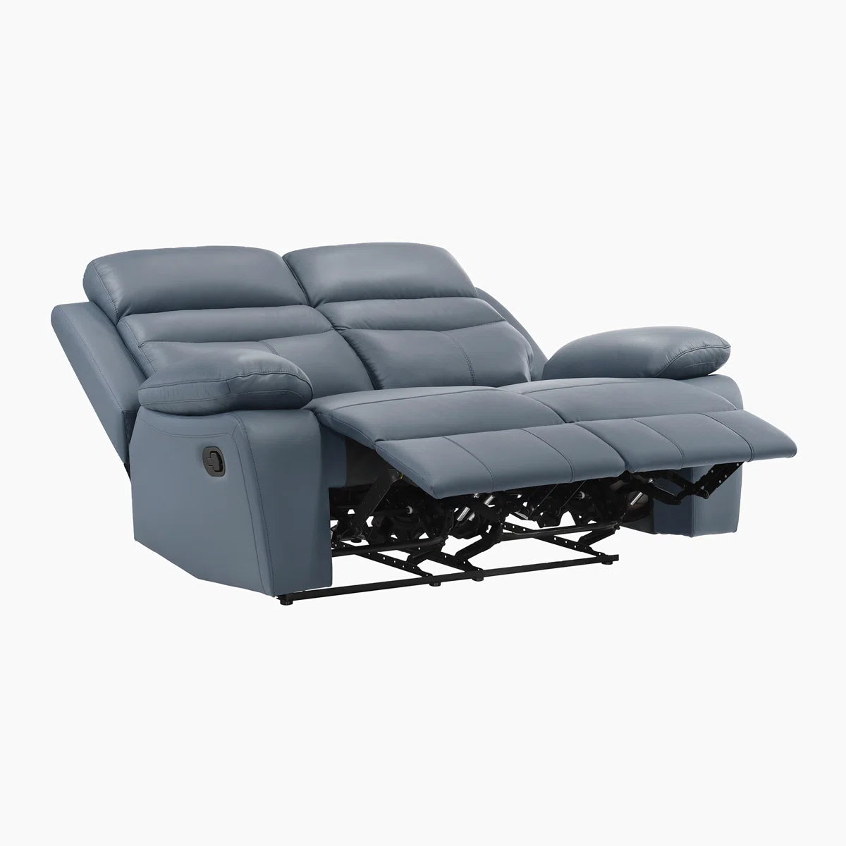 Loveseat Recliner Sofa 2 Seater Reclining Chair with Footrest Color Cream White (Blue)