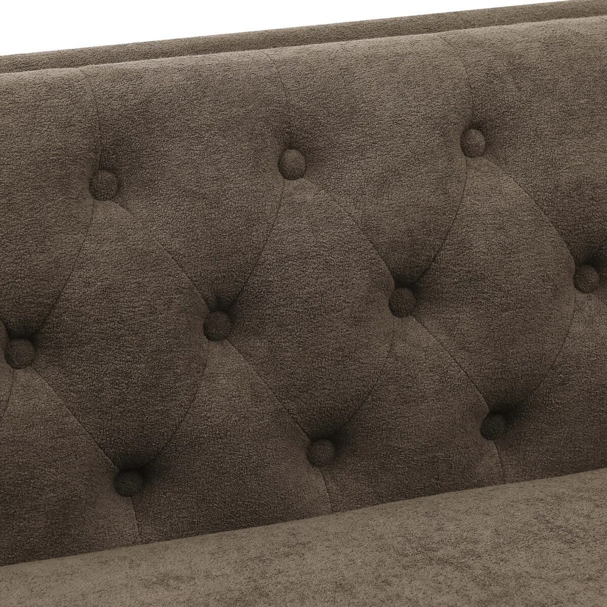 Devonaire Modern Tufted Design Sofa 3 Seater| Loveseat with Armrest, Metal Legs – Brown Living Room Sofa