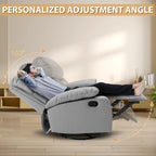 FRIENDS LIFE Cowhide Recliner Sofa Manual Ergonomic Rocking Recliner Sofa with 360° Swivel