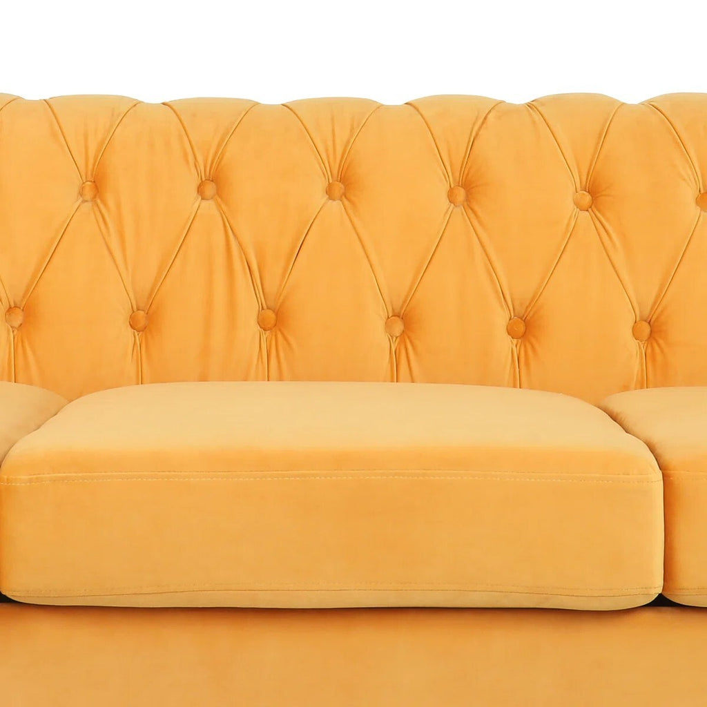 Adedapo Sofa 3 Seater Classic Tuxedo Design | Loveseat with Armrest, Cushions and Wood Legs – Sofa for Living Room Color Yellow