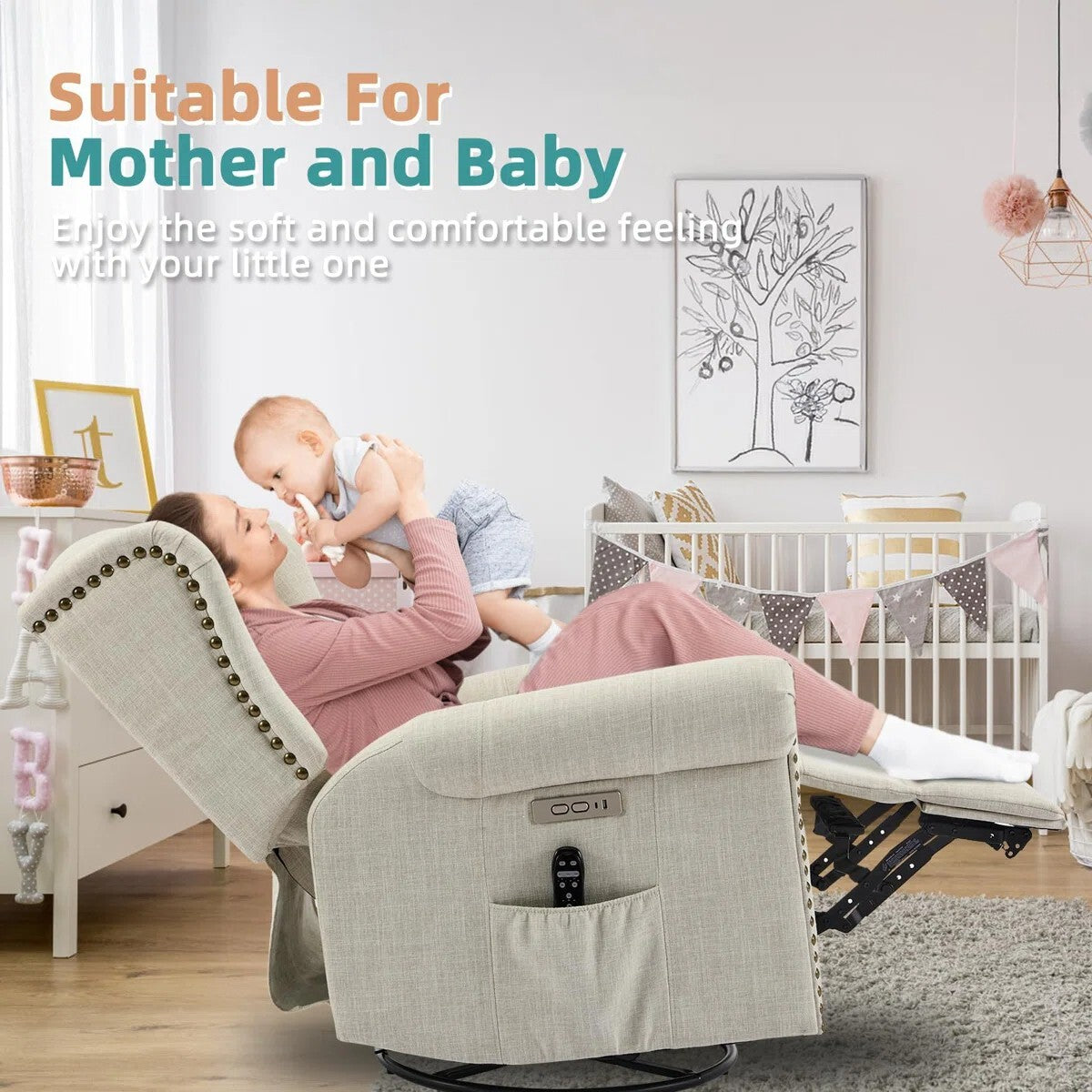 Recliner Sofa Chair | Plush Reclining Chair with Adjustable Backrest & Footrest | Premium Fabric