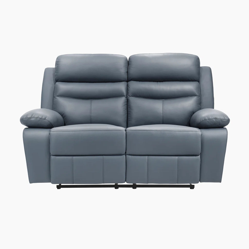 Loveseat Recliner Sofa 2 Seater Reclining Chair with Footrest Color Cream White (Blue)