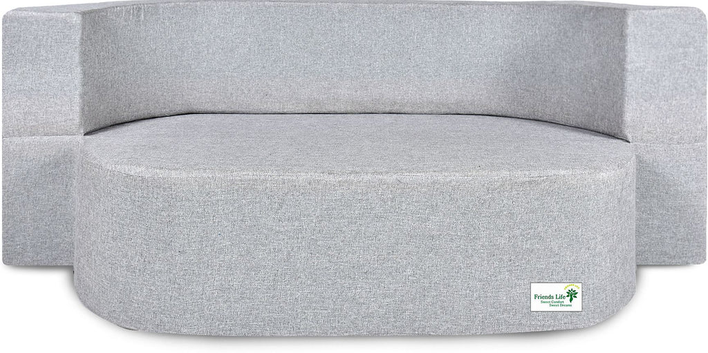FRIENDS LIFE 3 Seater Sofa Cum Bed | 1 Years Warranty | Foldable Sofacum Bed | 3 Pillow | Jute Finish Fabric, Silver (47X72X14) inches Comfort for All Sofa Cum Bed for Living Room & Guests (N-FL5038)