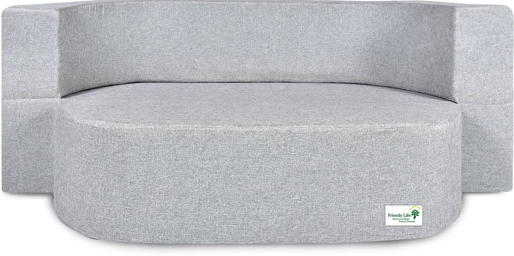 FRIENDS LIFE 3 Seater Sofa Cum Bed | 1 Years Warranty | Foldable Sofacum Bed | 3 Pillow | Jute Finish Fabric, Silver (47X72X14) inches Comfort for All Sofa Cum Bed for Living Room & Guests (N-FL5038)