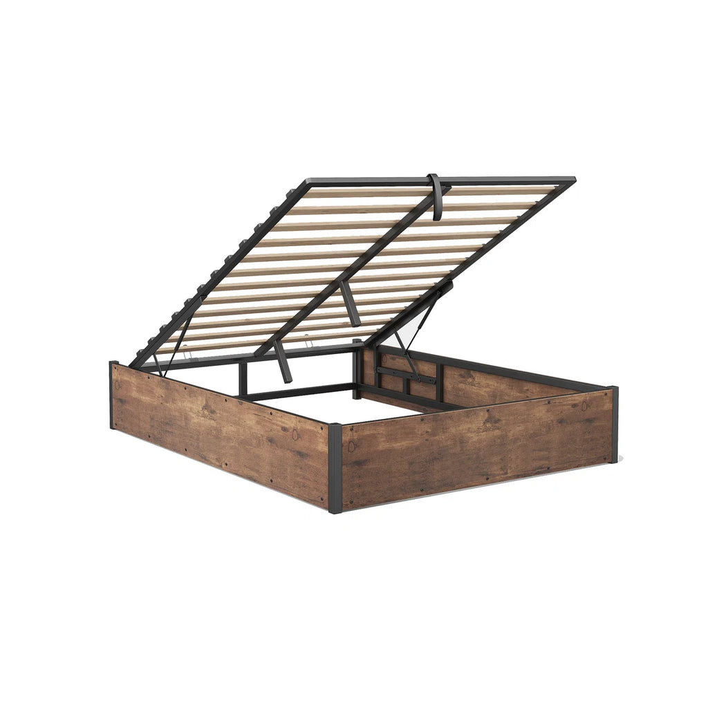 Shila Lift Up Storage Bed Brown