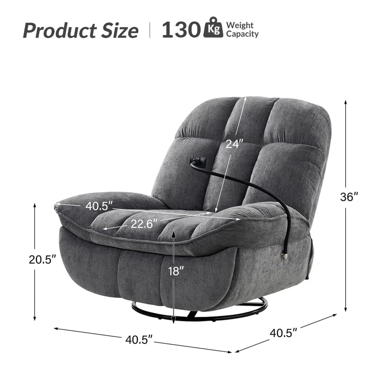 Recliner Sofa 1 Seater Jace Modern Upholstered Manual Swivel Rocker Recliner with Phone Holder Color Green