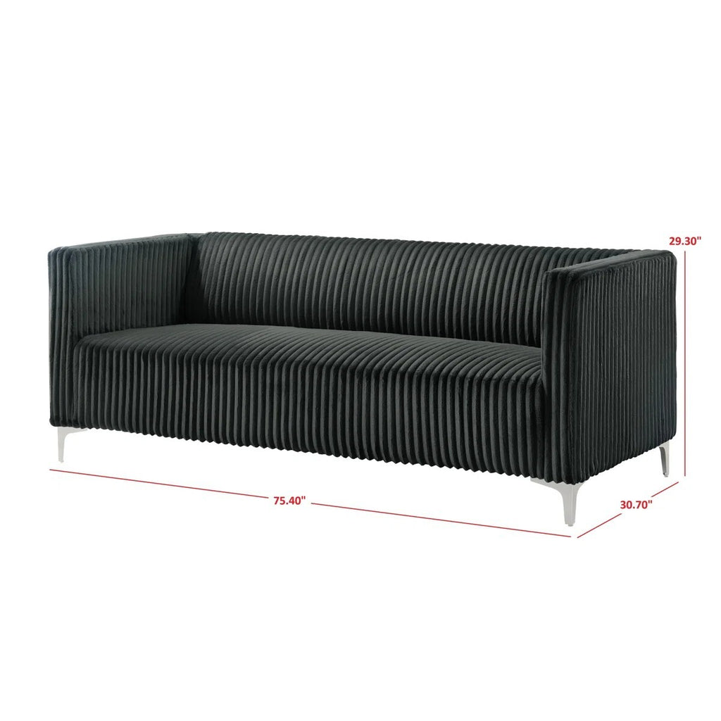 Chryssa Modern Tufted Design Sofa 3 Seater| Loveseat with Armrest, Metal Legs – Grey Living Room Sofa