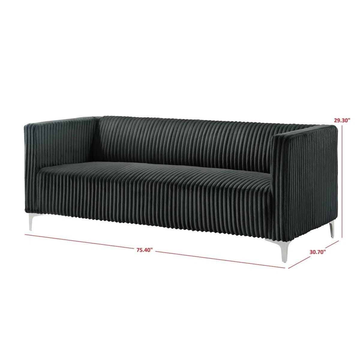 Chryssa Modern Tufted Design Sofa 3 Seater| Loveseat with Armrest, Metal Legs – Grey Living Room Sofa