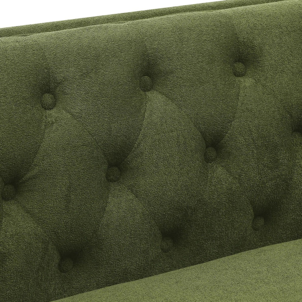 Devonaire Modern Tufted Design Sofa 3 Seater | Loveseat with Armrest and Metal Legs – Green Living Room Sofa