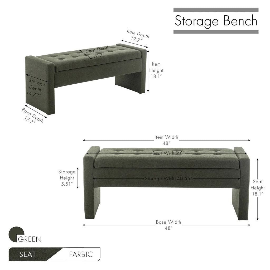 Rasner Ottoman Storage Bench Upholstered Flip Top Storage Bench Bedroom