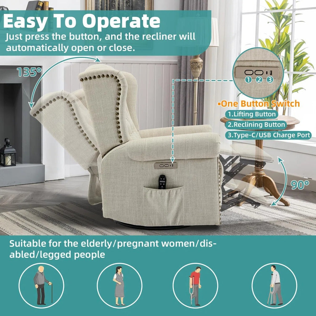 Recliner Sofa Chair | Plush Reclining Chair with Adjustable Backrest & Footrest | Premium Fabric