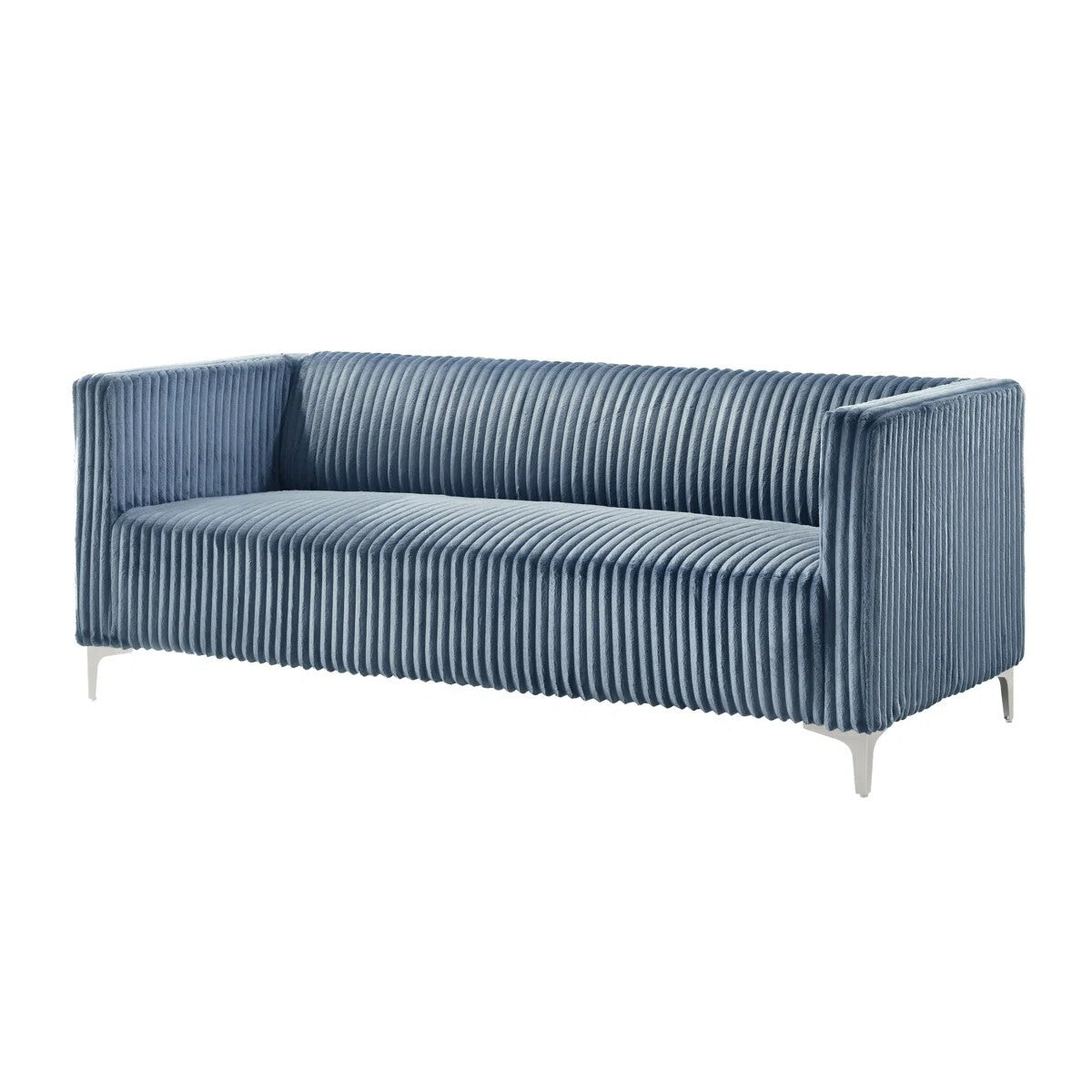 Chryssa Modern Tufted Design Sofa 3 Seater | Loveseat with Armrest, Metal Legs – Blue Living Room Sofa