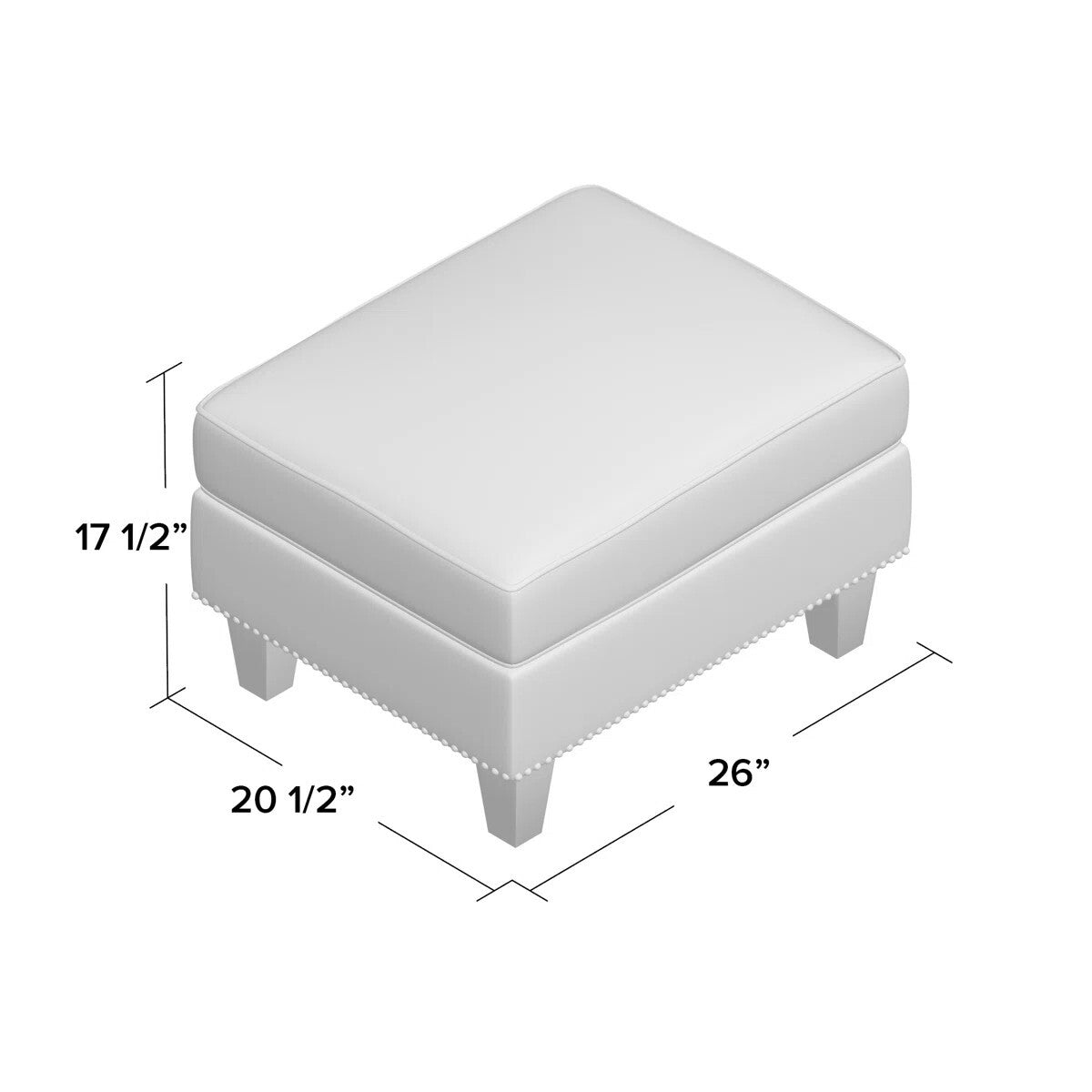 26'' Ottoman with Square Upholstered Chaise Sectional with Ottoman