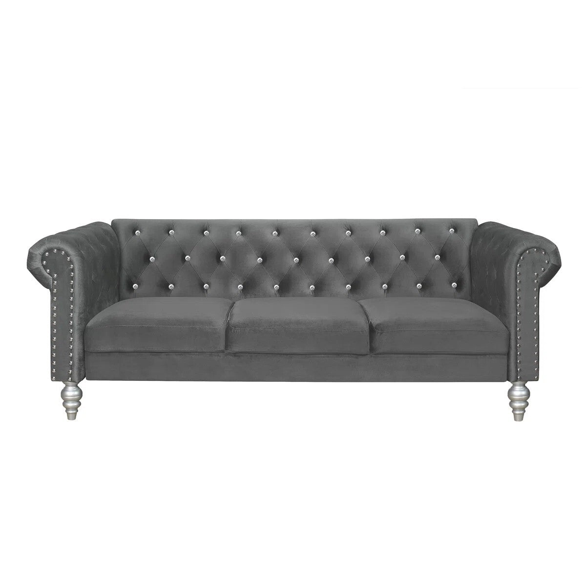 Jabarion Classic Tuxedo Design Sofa | Loveseat with Armrest, Removable Cushions and Wood Legs – Blue Living Room Sofa