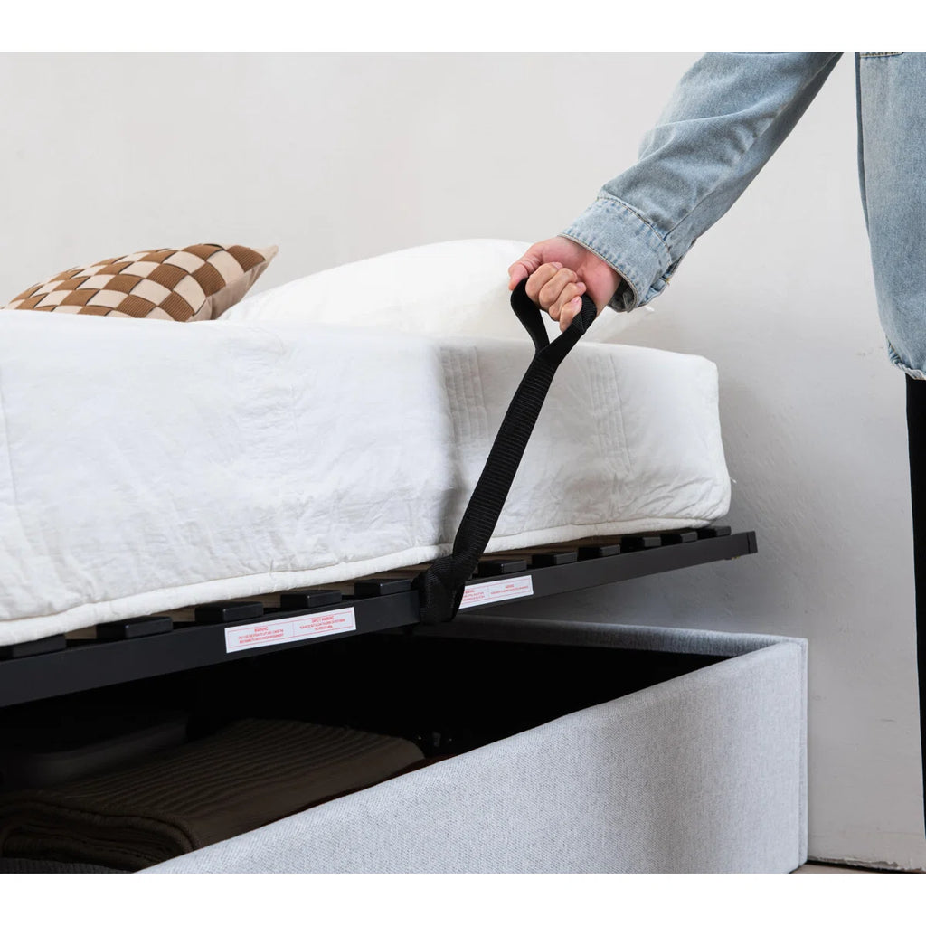 Aristedes Side Lift Up Platform Storage Bed Off White