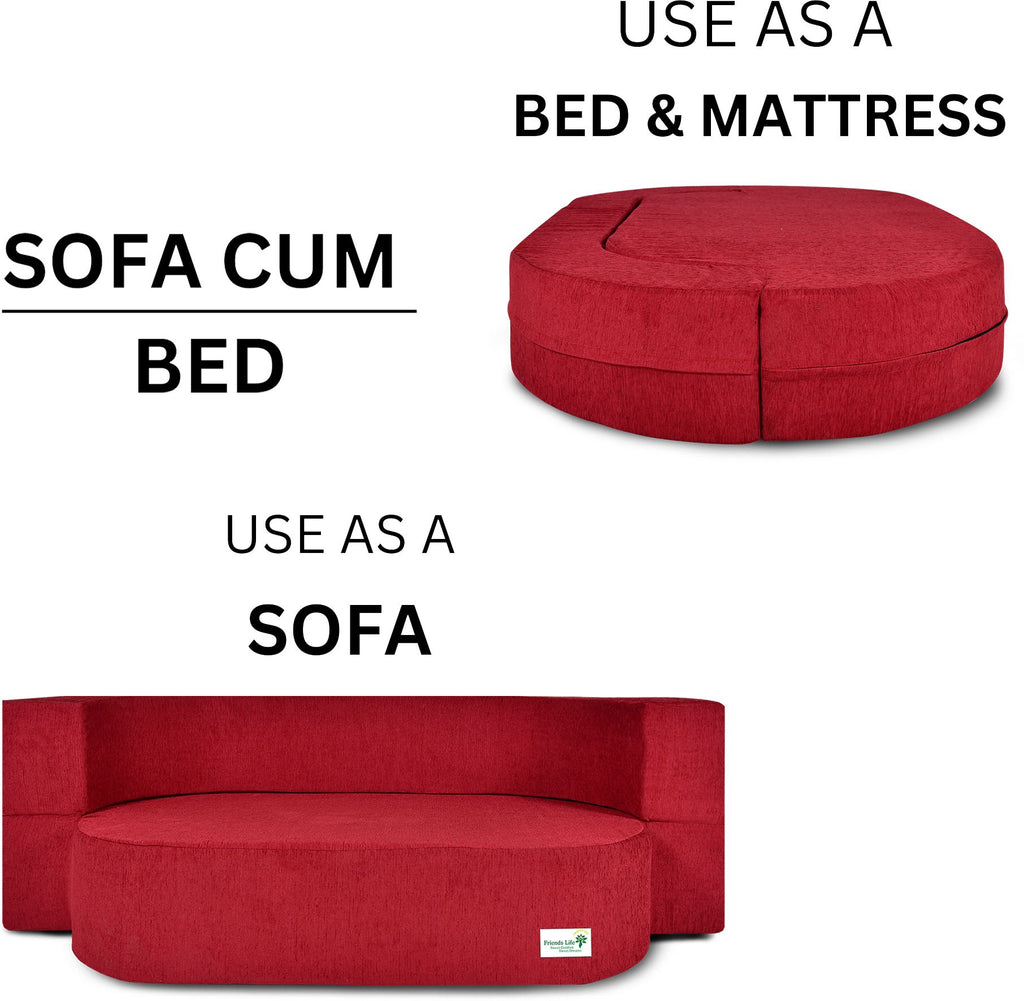 FRIENDS LIFE 3 Seater Sofa Cum Bed with Washable Cover and 3 Cushions/Pillows | Foldable Sofa Cum Bed with 1 Year Warranty Perfect for Home Office Guests Living Room (CA57, 3 Seater)