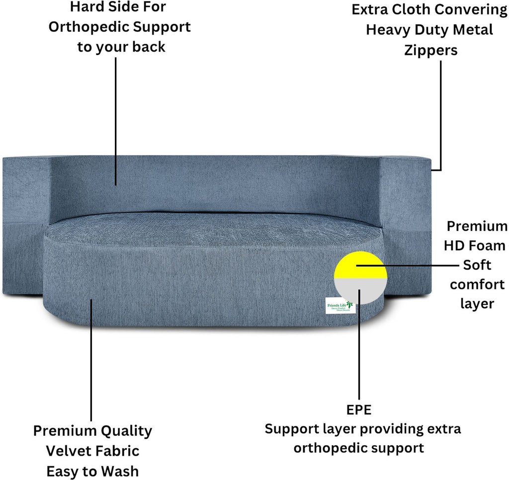 FRIENDS LIFE 3 Seater Fabric Sofa Cum Bed with 3 Cushions Pillows | Foldable Sofa Cum Bed with 1 Year Warranty Perfect for Home Office Guests Living Room (CA72, 3 Seater)