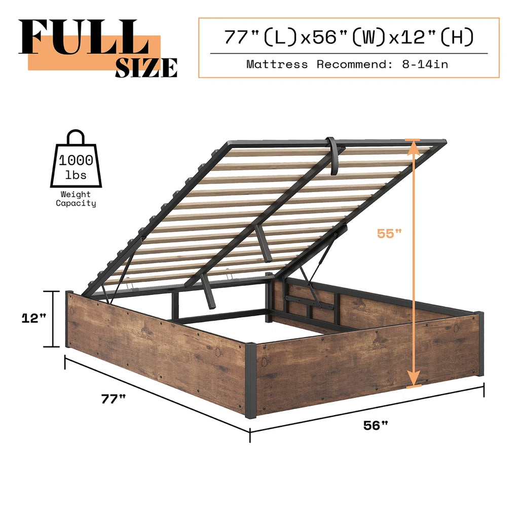 Shila Lift Up Storage Bed Brown