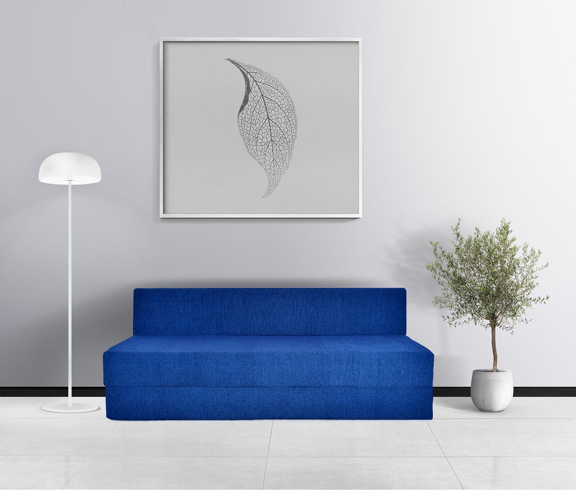 3 Seater Sofa Cum Bed | 1 Years Warranty | Foldable Sofacum Bed | 3 Pillow | Jute Finish Fabric, Blue (6X6) inches Comfort for All Sofa Cum Bed for Living Room & Guests (N-FA015)