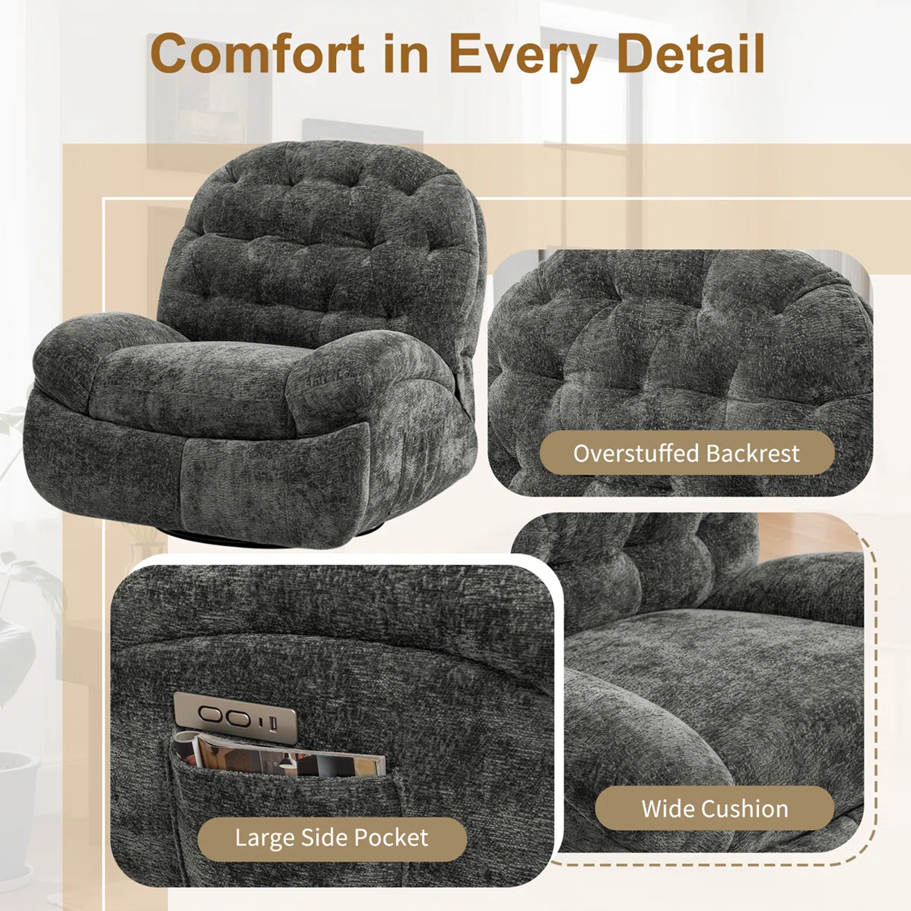 FRIENDS LIFE Recliner Sofa 1 Seater, Electric Recliner Chair,