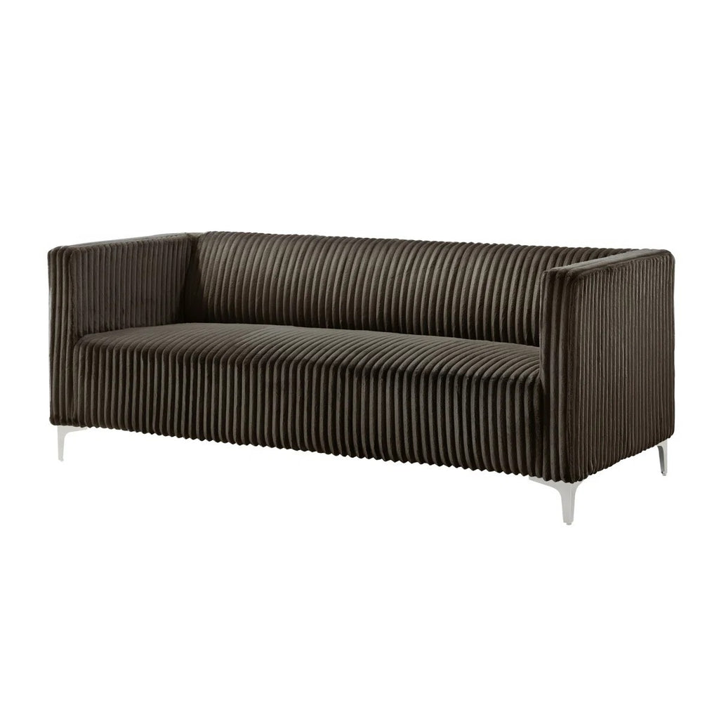 Chryssa Sofa 3 Seater Modern Tufted Design | Loveseat with Armrest, Metal Legs – Sofa for Living Room 1 Piece 3 Seater Color Brown