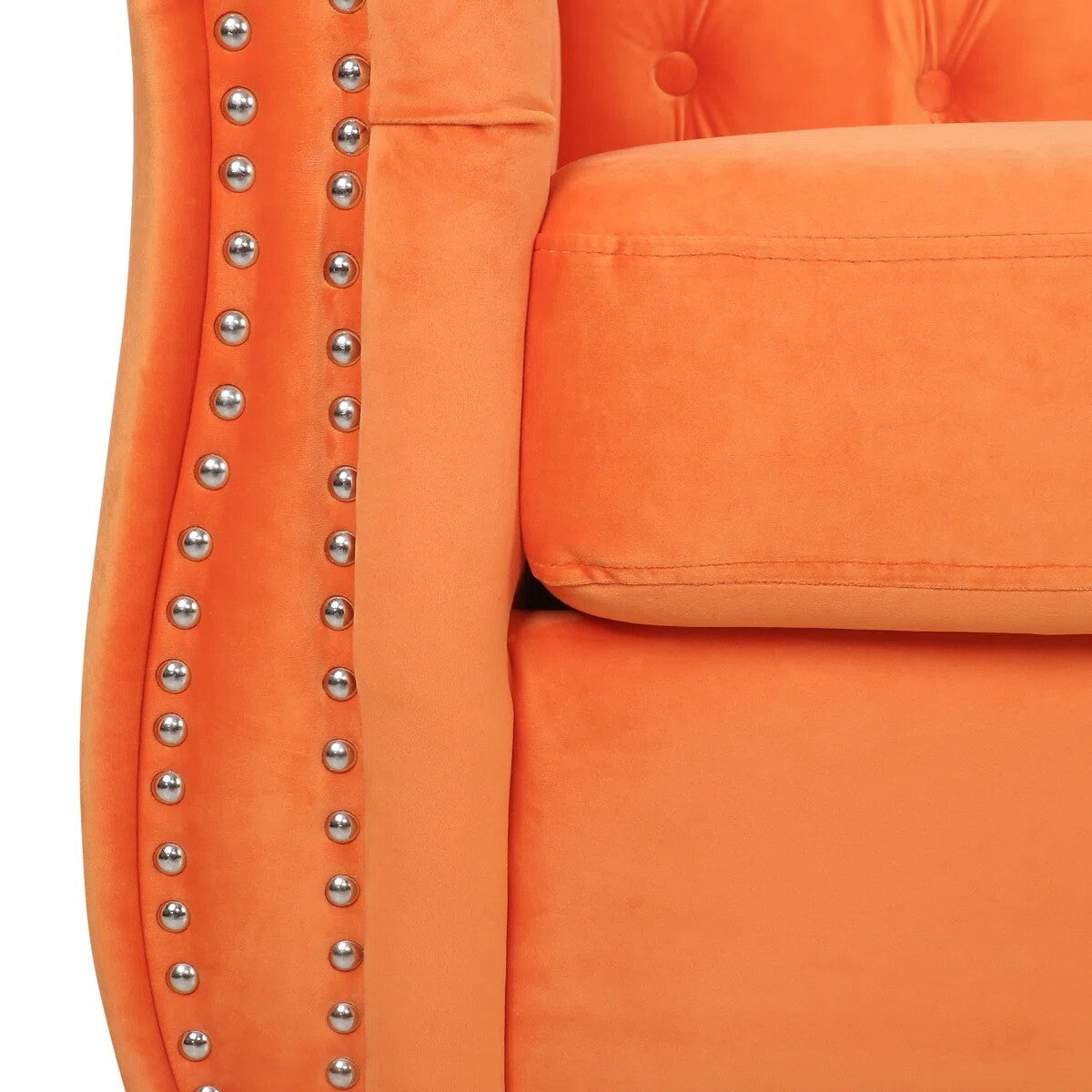 Adedapo Classic Tuxedo Design Sofa 3 Seater| Loveseat with Armrest, Cushions and Wood Legs – Orange Living Room Sofa