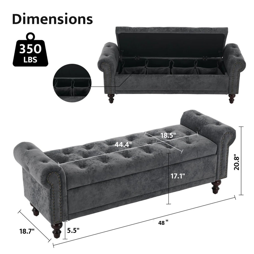 Segmented Storage Ottoman Bench,