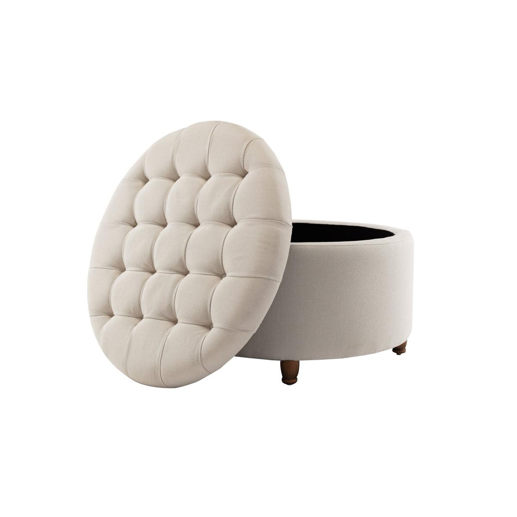 Noelle 28" Ottoman with Storage Pouf Stool for Sitting and Footrest Stool