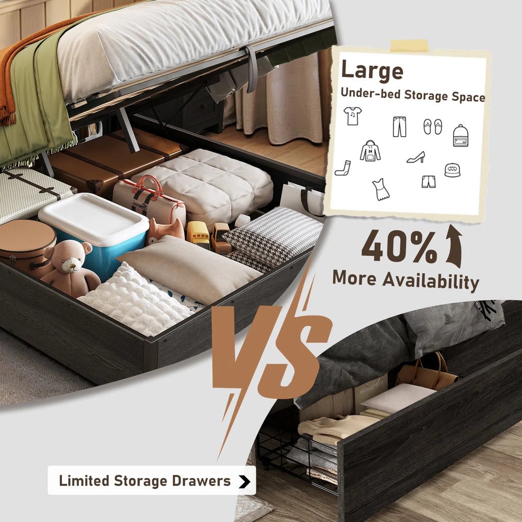 Shila Lift Up Storage Bed Black